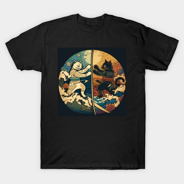 Yin/Yang cats T-Shirt by pixnsheezy